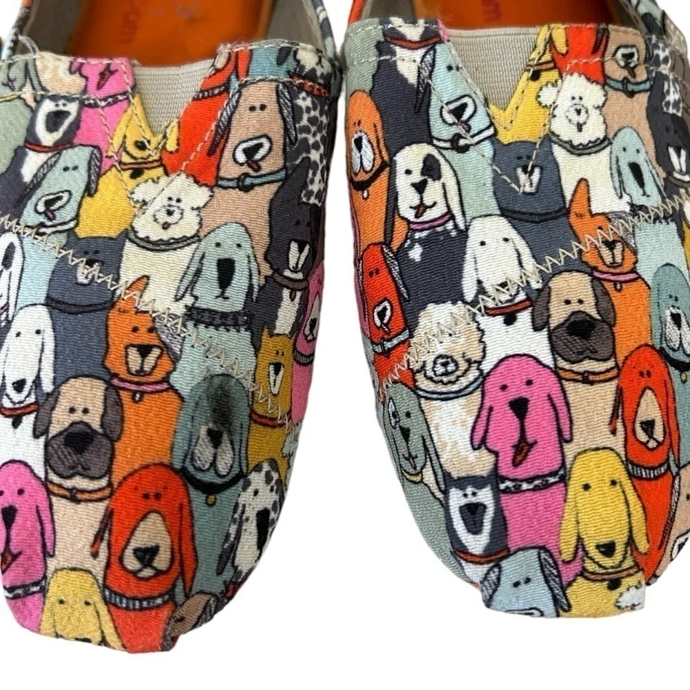 Bobs Skechers Wag Party Multicolor Dog Print Slip On Alpargata Flats - Picture 3 of 8